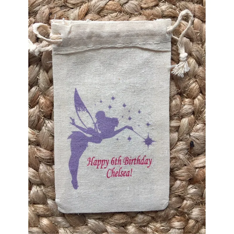 

10pcs Custom Fairy Princess Birthday Party Favor bag bridal party bags Treat Bags hen party welcome drawstring gift bag