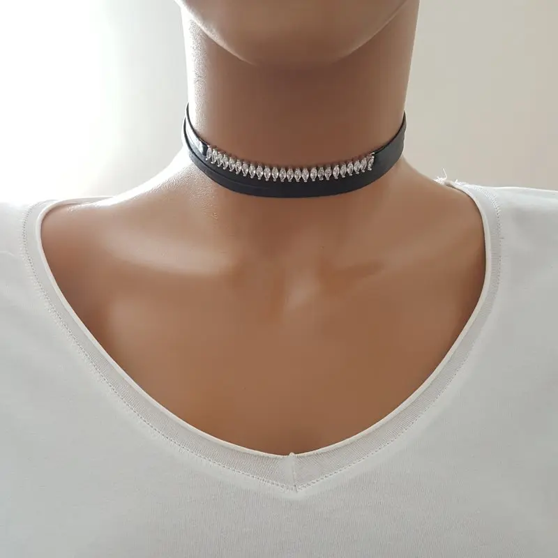 Choker Women Necklace Marquise Women Necklace 925 Sterling Silver Made in TURKEY