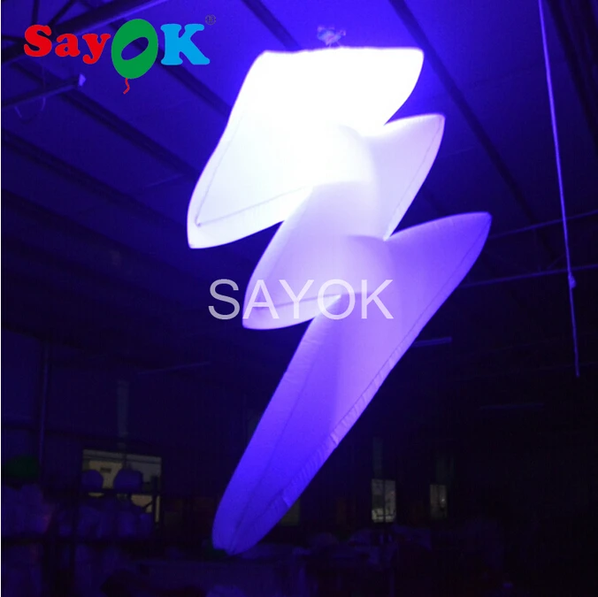 2m High Inflatable Flash Inflatable Lightning LED Decoration Glowing with 16 Colors for Lobby Wedding Party Stage Decorations