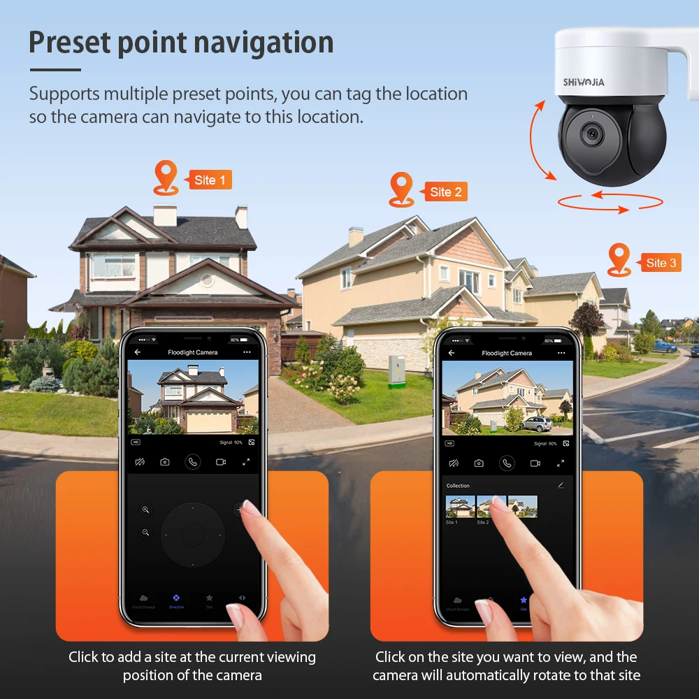 Shiwojia Wifi Ip Camera 3MP Tuya Smart Wireless Mini Camera Ptz Outdoor Auto Tracking Security Protectioncctv Video Surveillance