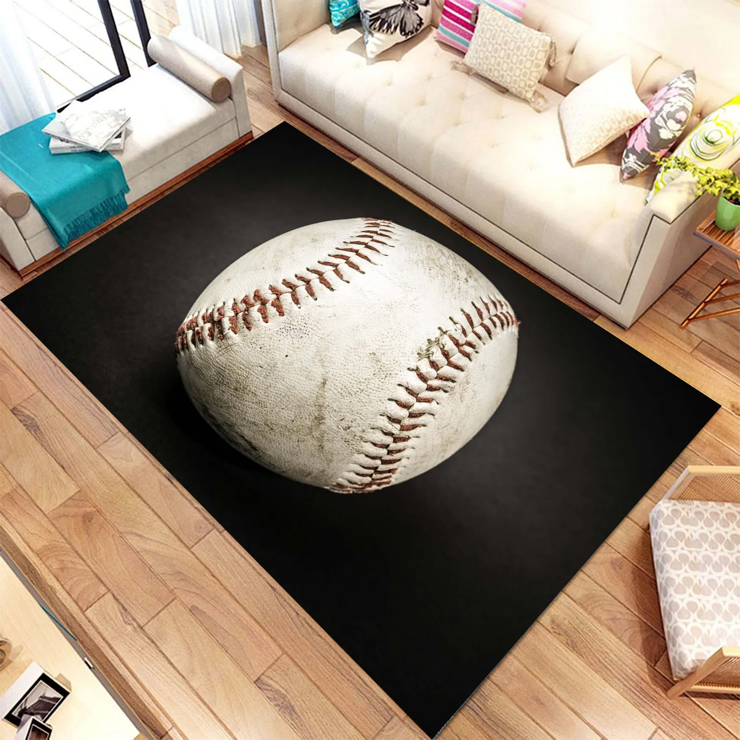 

Modern Rug, Baseball ball Pattern Rug, Kids Room Carpet, Rug, Kids Room Rug, Teen Rug, Decor For Boy Room