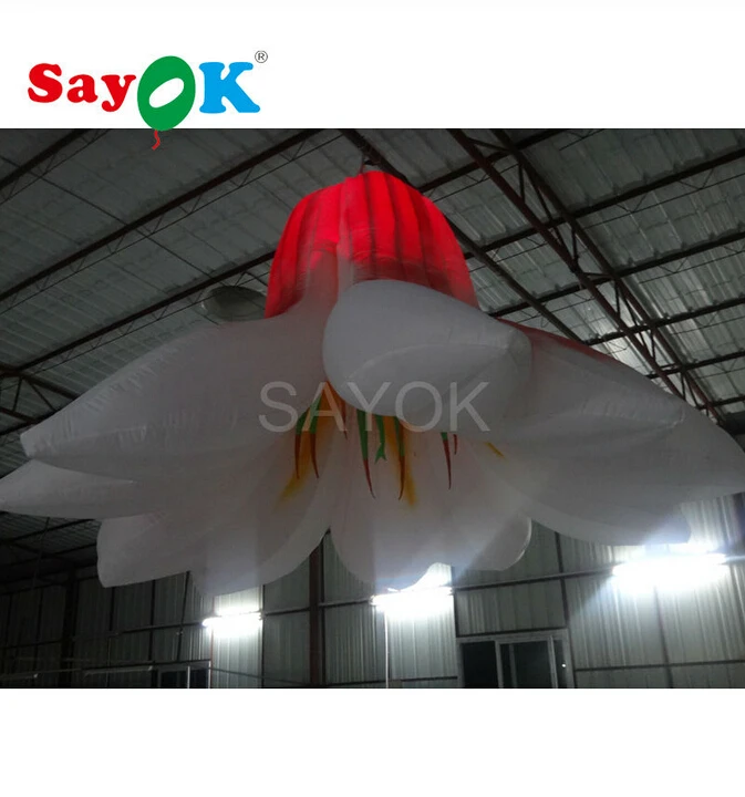 Free Shipping Hanging Inflatable Led Lights Lily Flower Diameter 1m for Event Showing or Stage Decoration Sale