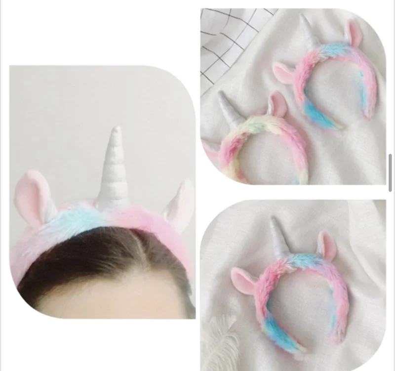 New Soft Rainbow Unicorn Hair Hoop Plush Toy Adorable Plush Unicorn Hair Band Stuffed Animal Unicorn Headband Plush Toys