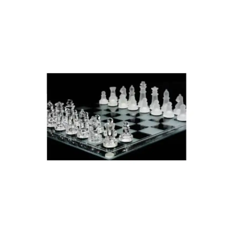 Original Boutique Glass Chess Set Chess Game International Chess Glass Chess Piece non Folding Checkerboard Ornament