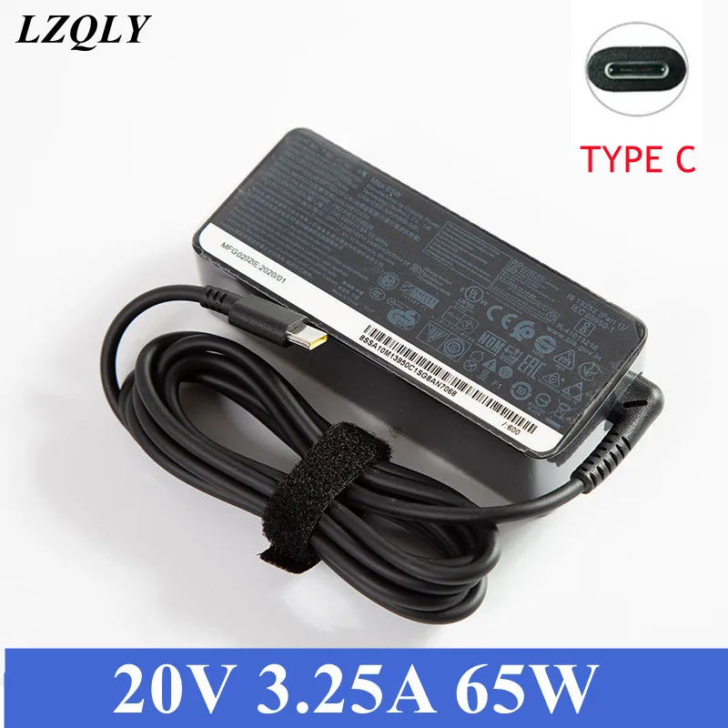 65W 20V 3.25A Type C USB Power Adapter Laptop Charger for Lenovo Thinkpad X1 Carbon Yoga X270 X280 T580 P51s P52s E480 E470 S2