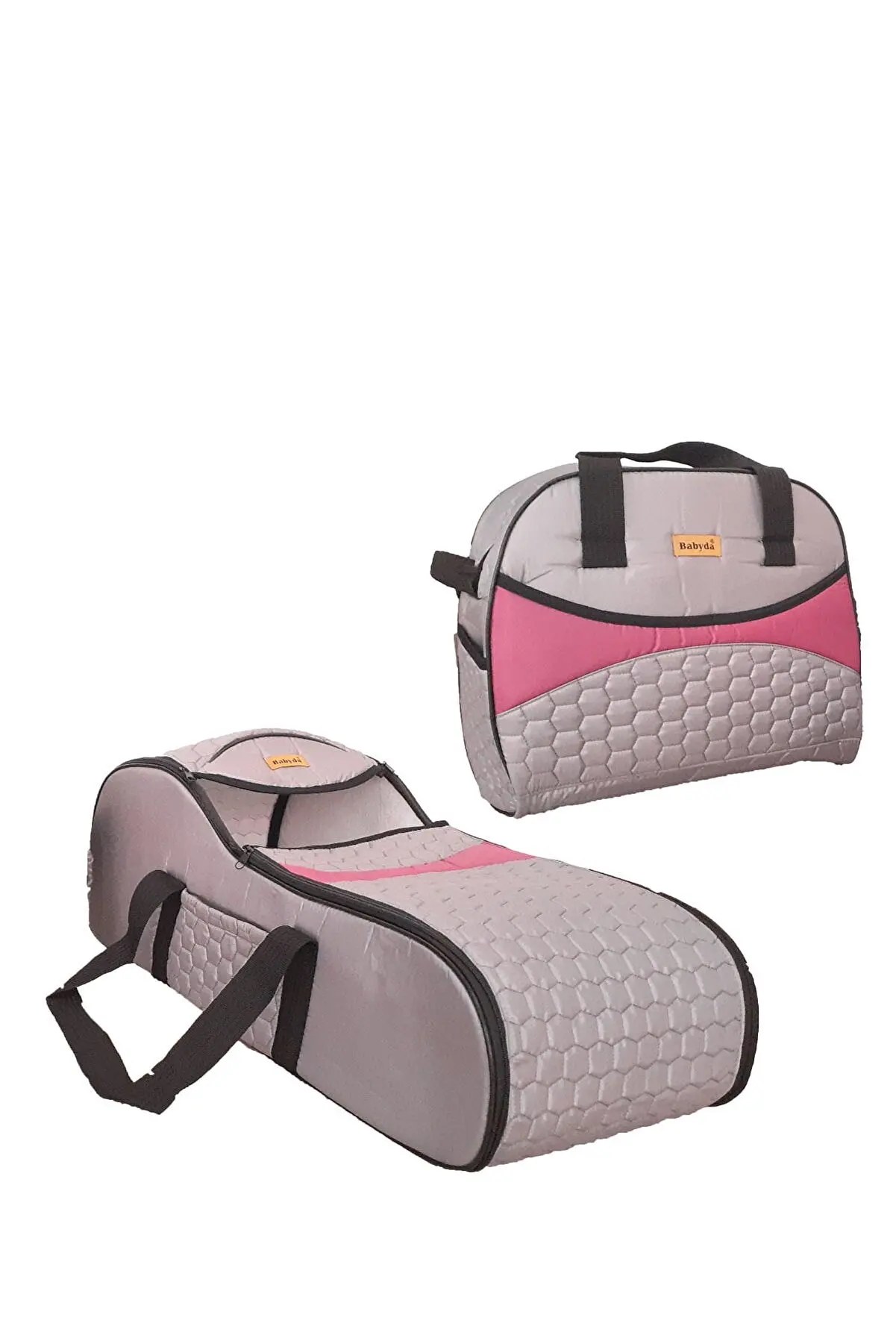 Portbebe Main Lap Stroller Baby Carriage Mother Baby Care Bag Dual Set Striped Gray-pink