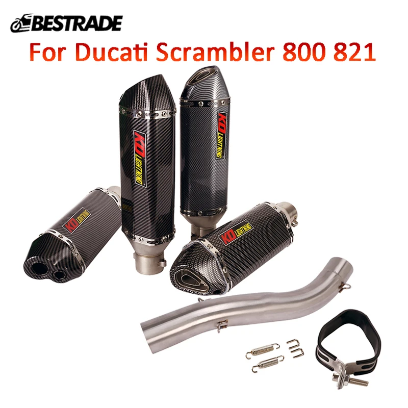 

For Ducati Scrambler 800 821 Full Exhaust System Motorcycle 51mm Mid Connect Link Tip Escape Muffler Pipe Stainless Steel