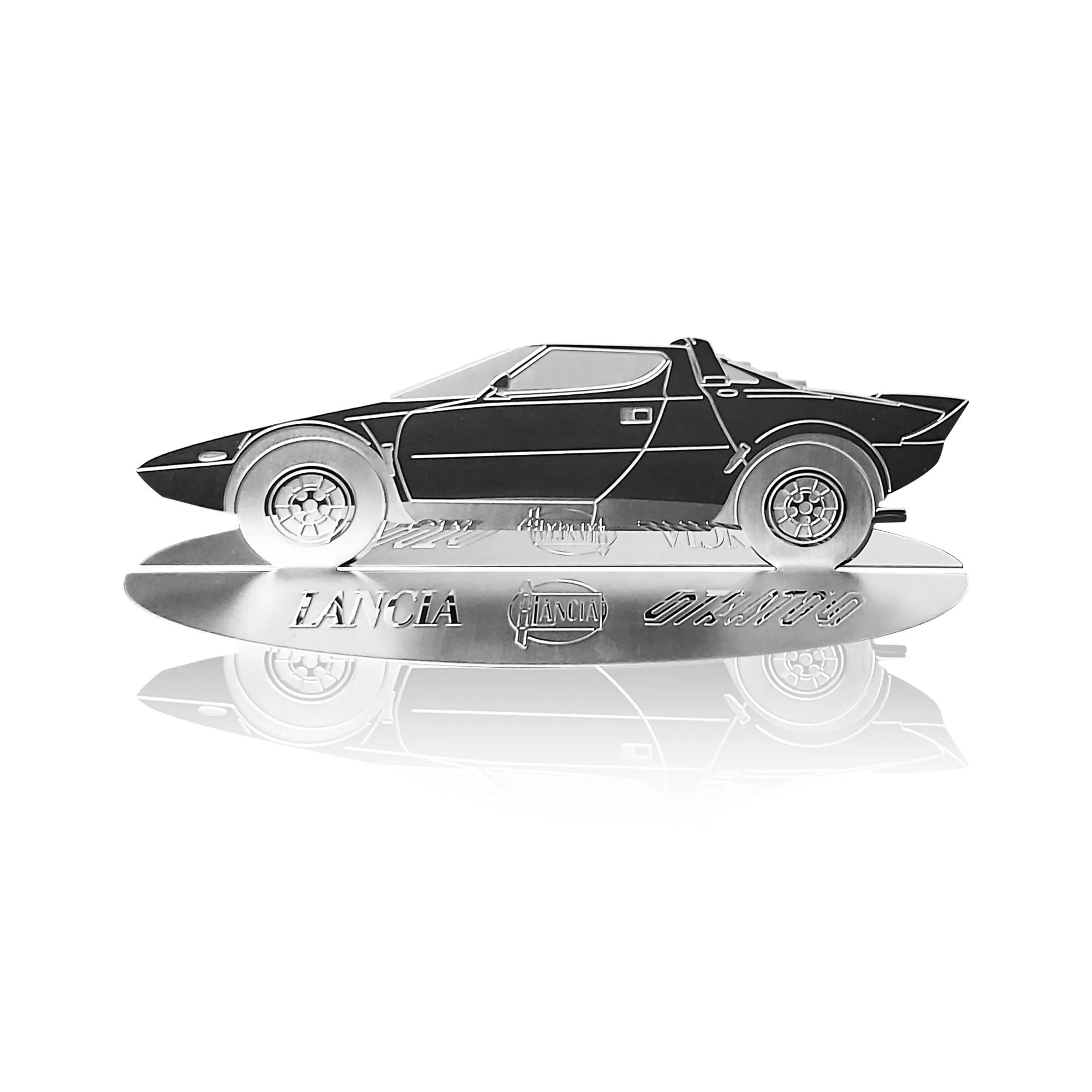 Diecast model shape engraved car Lancia Strato's stainless steel