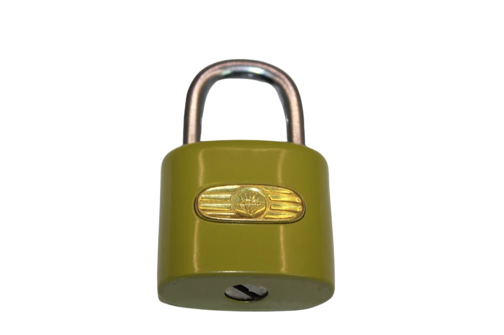 Diamond Brand Vintage Padlock Lock with 2 Keys, Yellow , Original Collectible