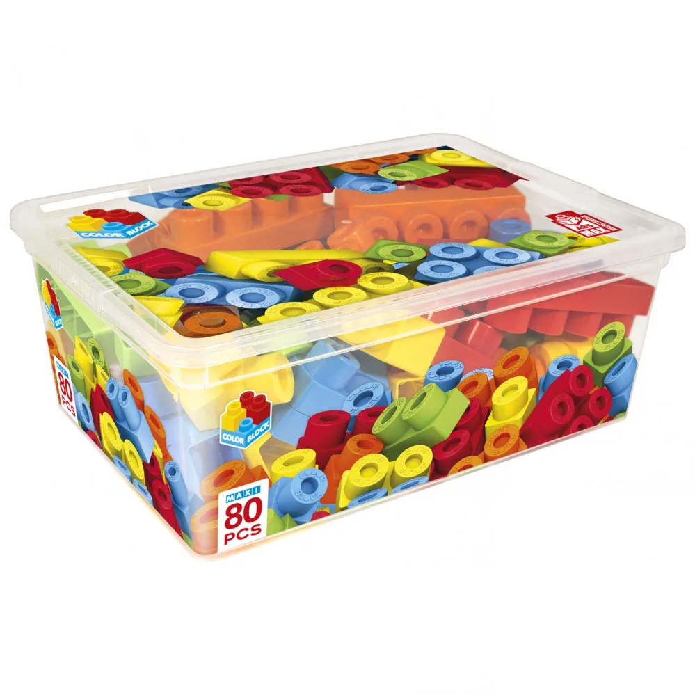 Kids construction set box 80 pcs maxi color block