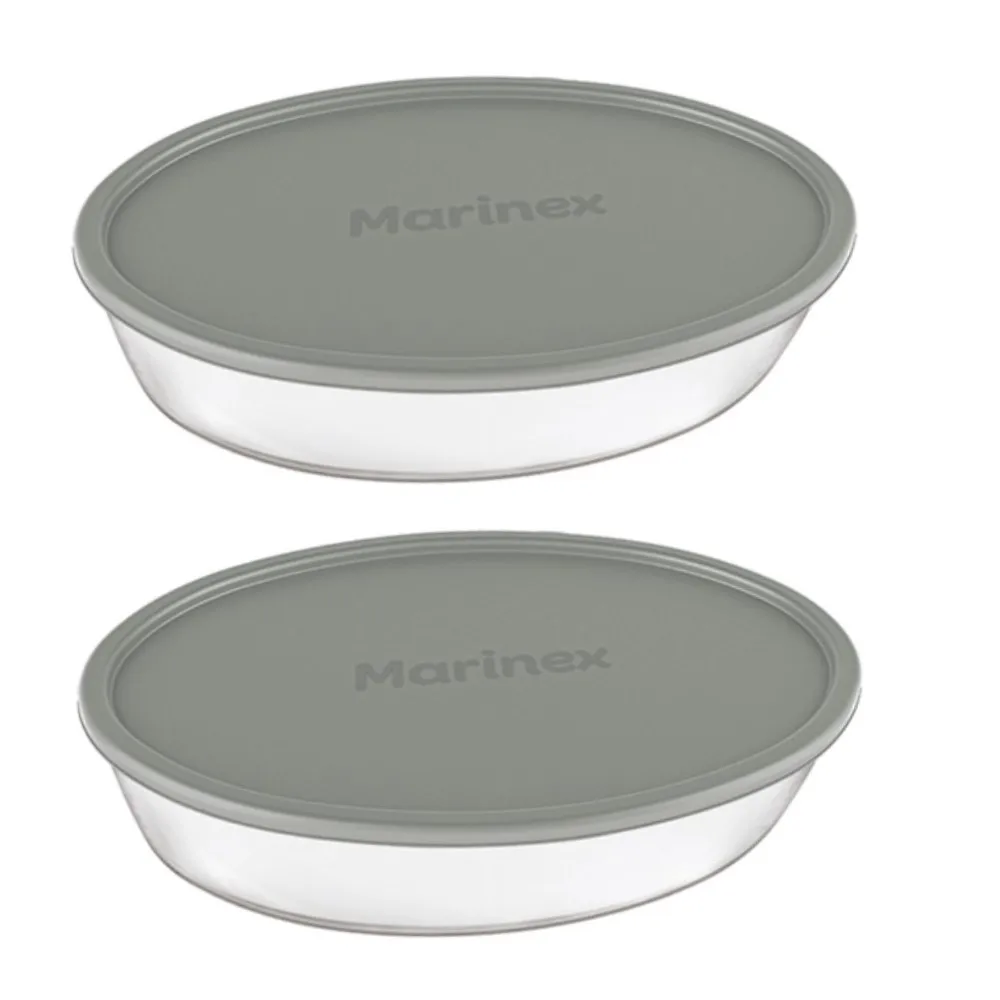 Marinex Glass Set With Grey Lid 02 PCs 2.4L