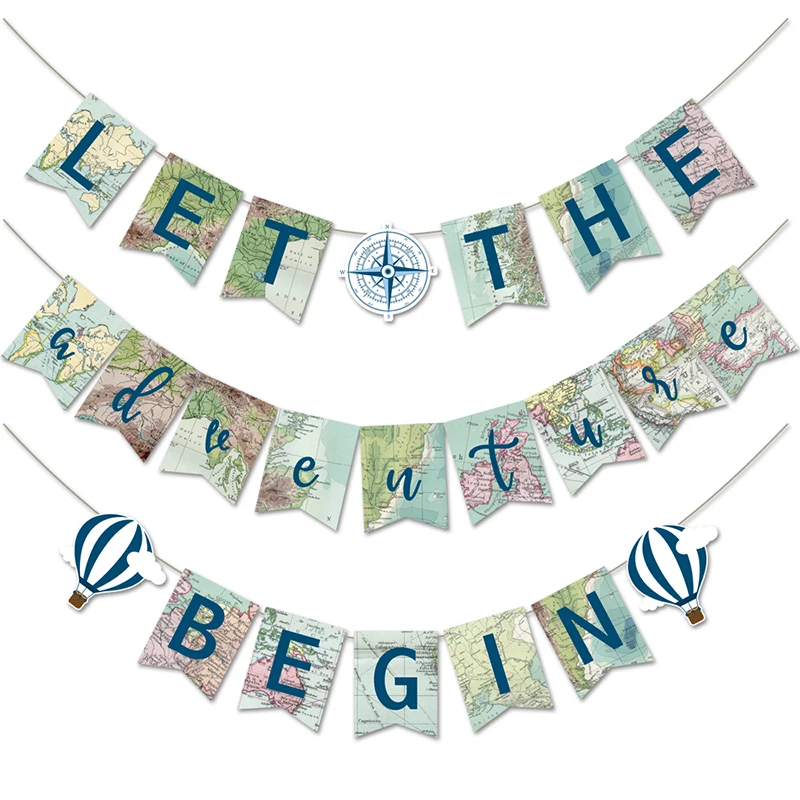 Let The Adventure Begin Banner Adventure Baby Shower Graduation Banner