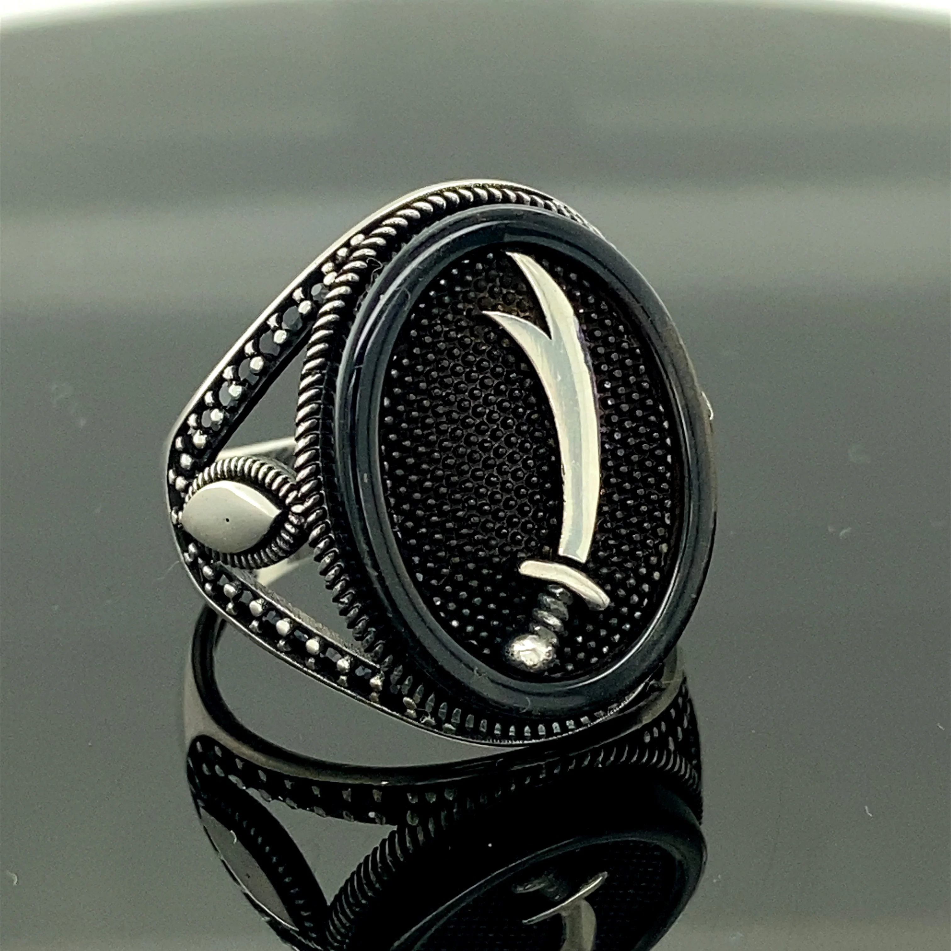 925 Sterling Silver Sword Ring,  Embroidered Ring , Ottoman Jewelry  Hand Made in Turkey