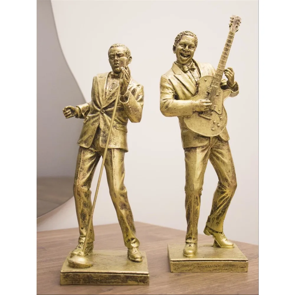 Baratija de 2 piezas para decoración del hogar, escultura de decoración masculina, guitarrista Soloist, músico, recuerdo, baratija, diseño de estatua