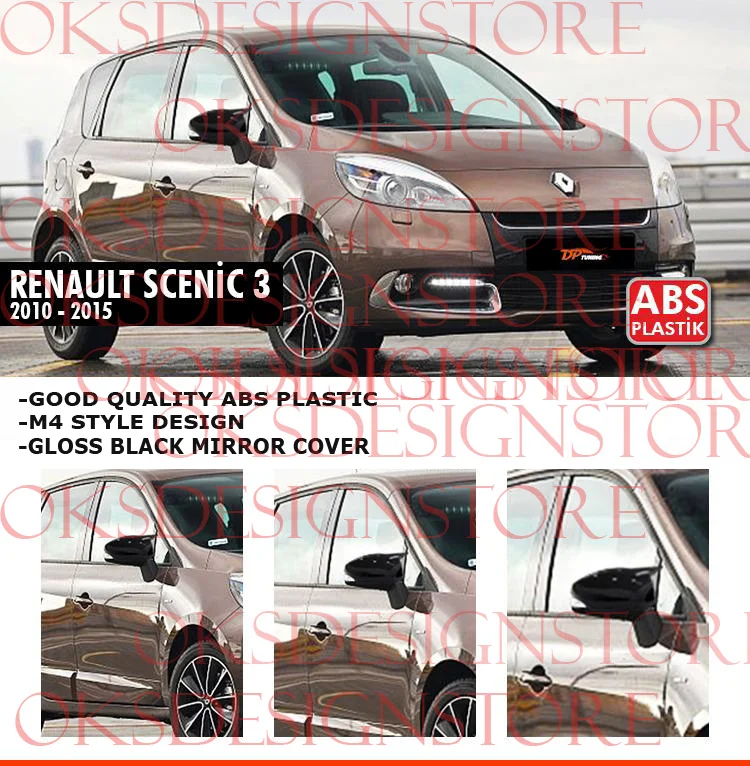 For RENAULT SCENIC 3 2010 2015 GLOSS BLACK MIRROR COVER easy assembly special Part sline