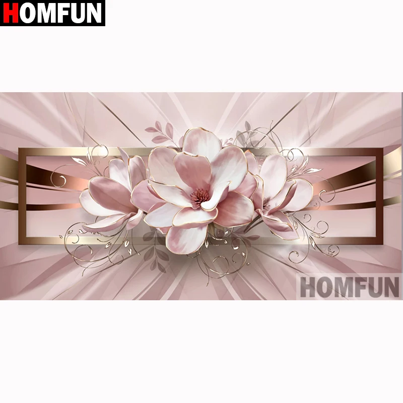

HOMFUN 5D Diamond Embroidery Needlework Kit "Pink Flower Landscape" Diy Diamond Painting Cross Stitch Home Decoration Gift