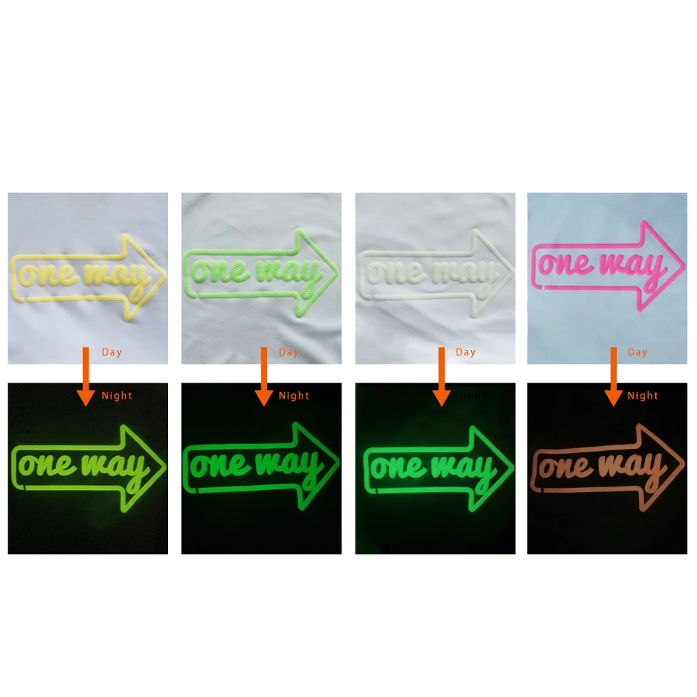 25x91cm 3D Puff Glow In Dark Sunlight Heat Transfer Vinyl Iron On Vinyl For HTV Luminous Fluorescent Color For Shirts