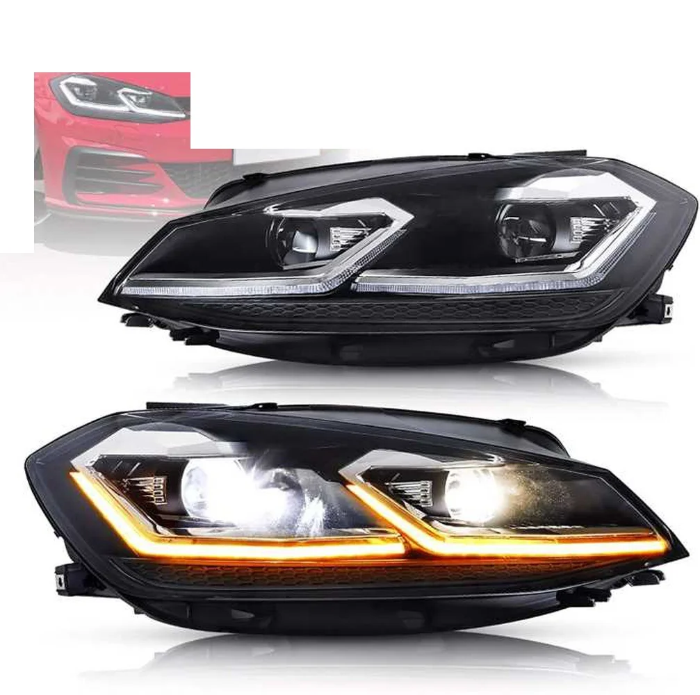 

For Volkswagen Golf MK7.5 J Style Silver LED Headlight Car Light Assembly DRL Daytime Running Lights Head Lamp High Quality