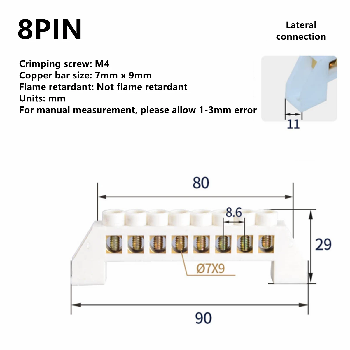 Blauw Wit Groen Nullijn 4Pin 6Pin 8Pin 10PiN 12PiN Messing Schroef Aarding Brug Blokaansluiting Aarde En Neutrale