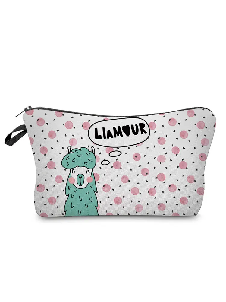 

Cute Alpaca Pattern Printed Cosmetic Bags Bridesmaid Gift Cheap Women's Bag Durable Makeup Bag Eco Multifunction Toiletry Pouch