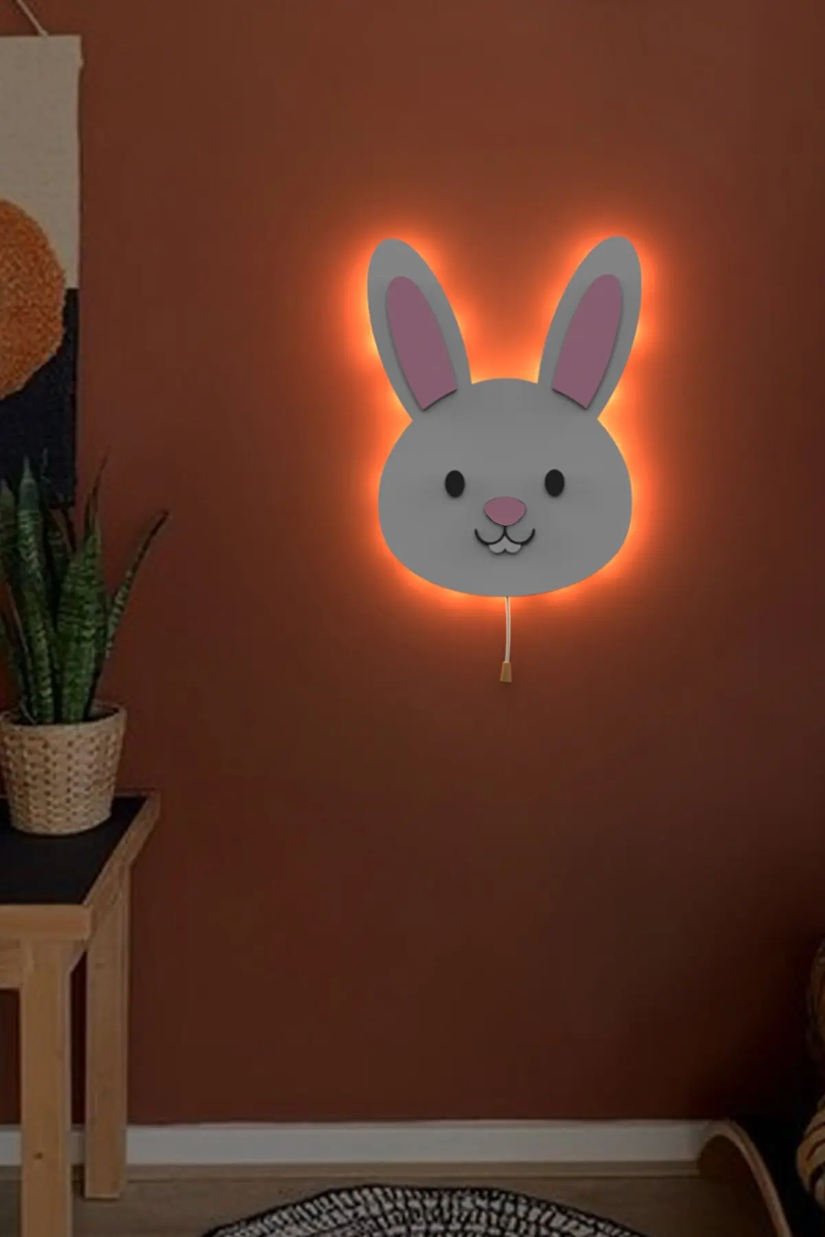 Night Light Children Teenager Bedroom Decorative Wall Lamp Natural Product Easter Bunny Free Shipping Hot Sale