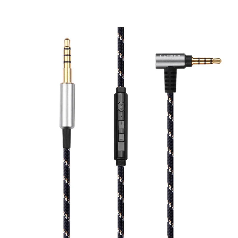 OCC Nylon audio cable with mic For Denon AH-MM400 MM200 MM300 headphones