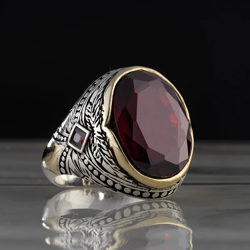 Guaranteed High-quality 925 Sterling Silver ZİRCON STONE ring Jewelry Made in Turkey in a luxurious way for men with gift