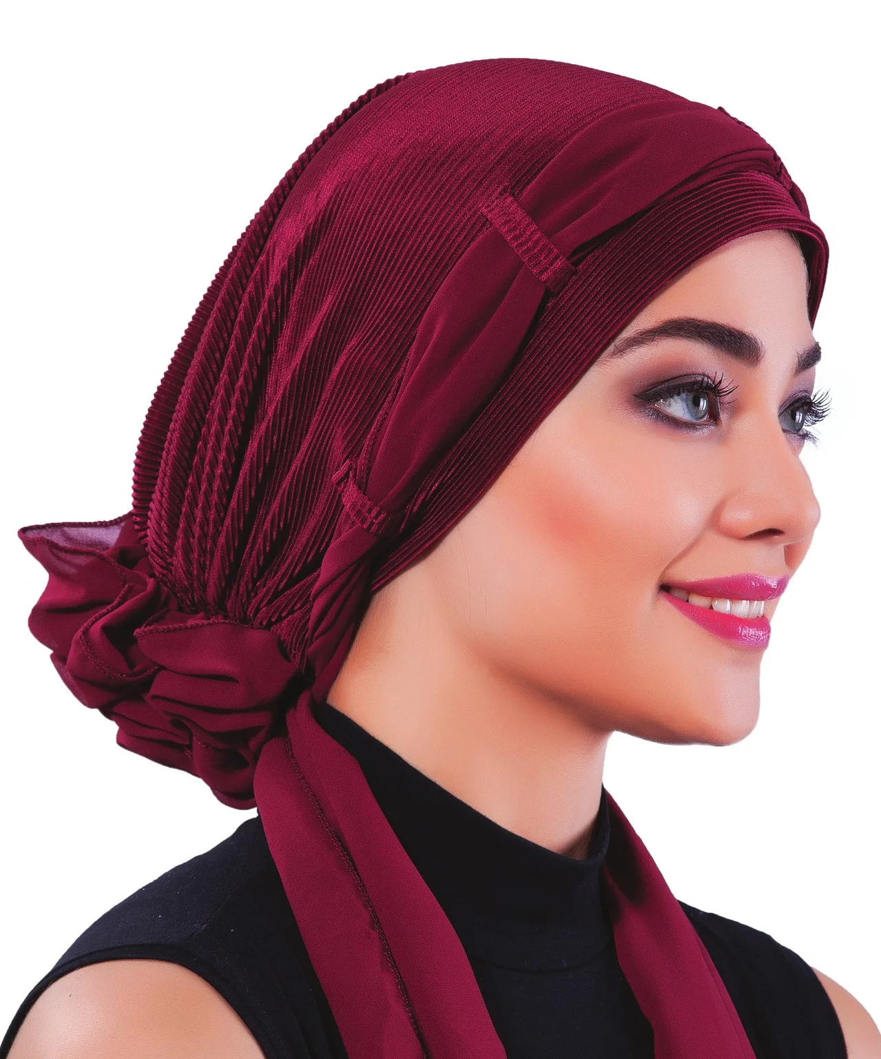 2022 New Fashion Pleat With Scarf Ready Made Turban Hijab Bonnet Scarf Cancer Cap Special Women Product Beret Bandana Muslim Chemo All Season Rib