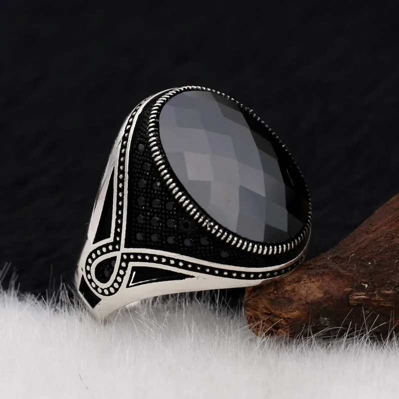 Silva 925 Sterling Silver Ring for Men Zircon Stone S925 silver fashion Jewelry Gift Mens Rings All sizes