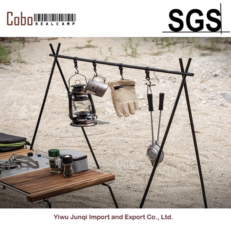 

Outdoor Cookware Hanging Rack Triangular Pot Pan Camping Light Tools Hanging Organizer Stand 8kg Bearing Weight Foldable Portab