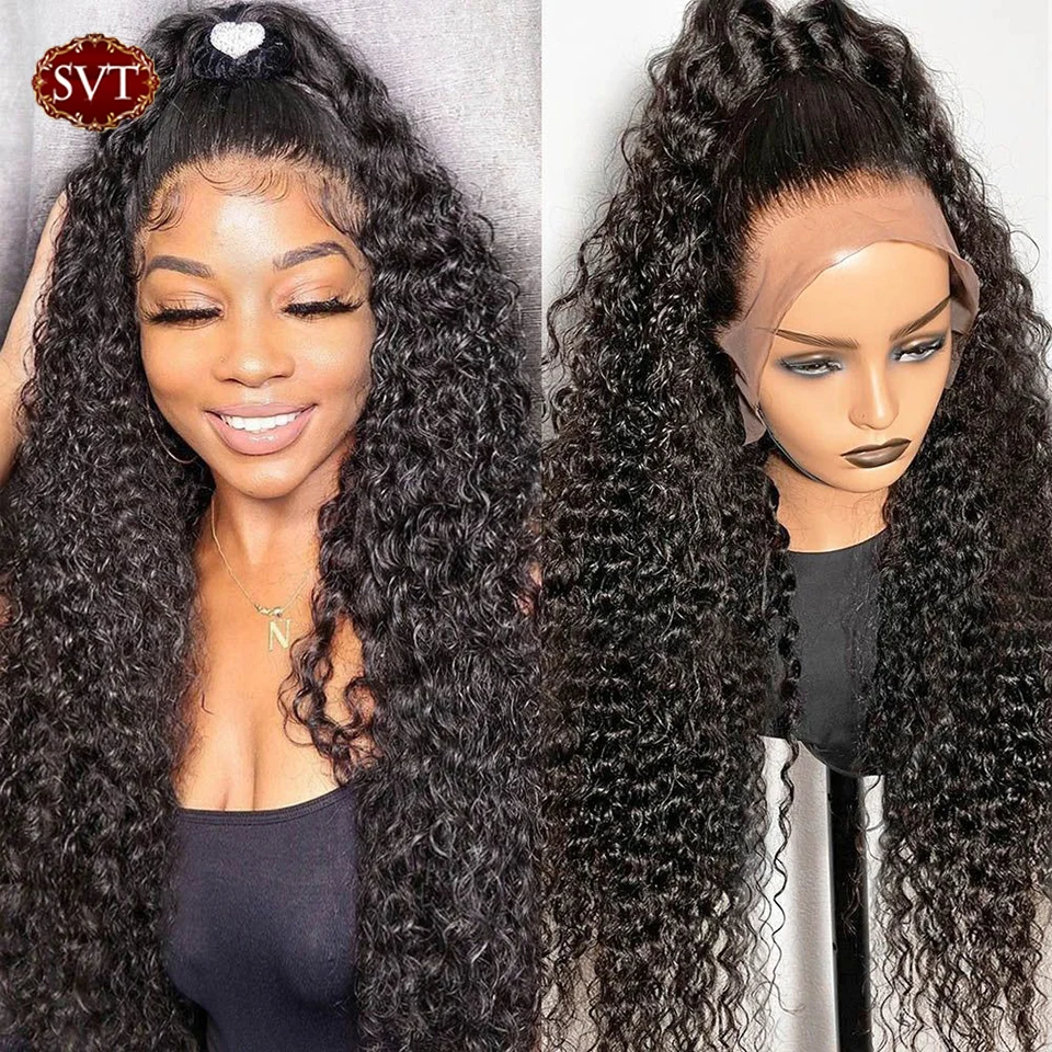 SVT Indian Glueless Curly 13x4 Lace Frontal Wig Human Hair Wigs For Women Pre-plucked Curly Frontal Wig With Baby Hair Natural