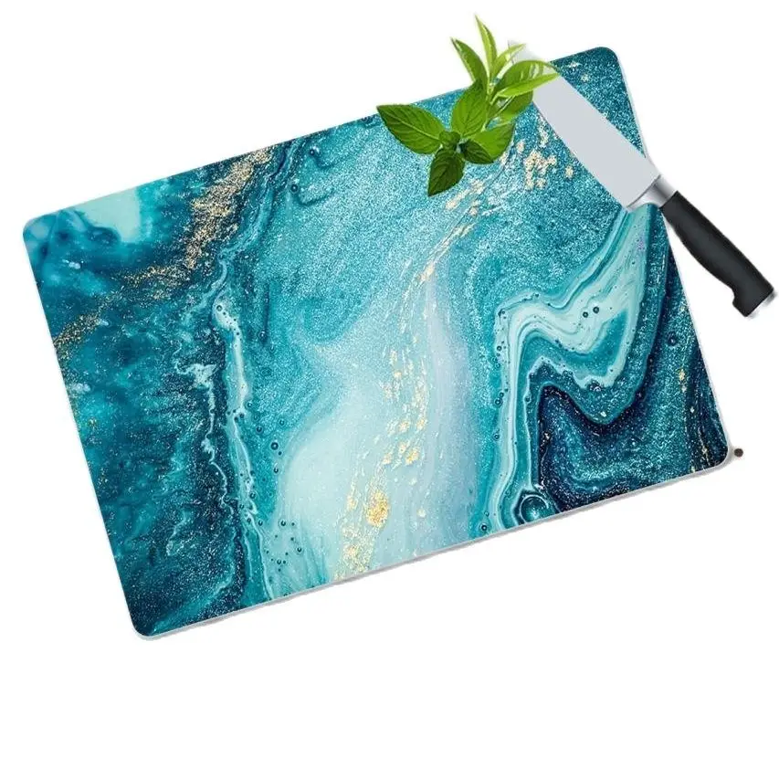 Kitchen Cutting Chopping boards Tempered Glass Cutting Board Worktop Saver Anti-Scratch Chopping Bloklarıı Okyanus Pattern 20x30 cm