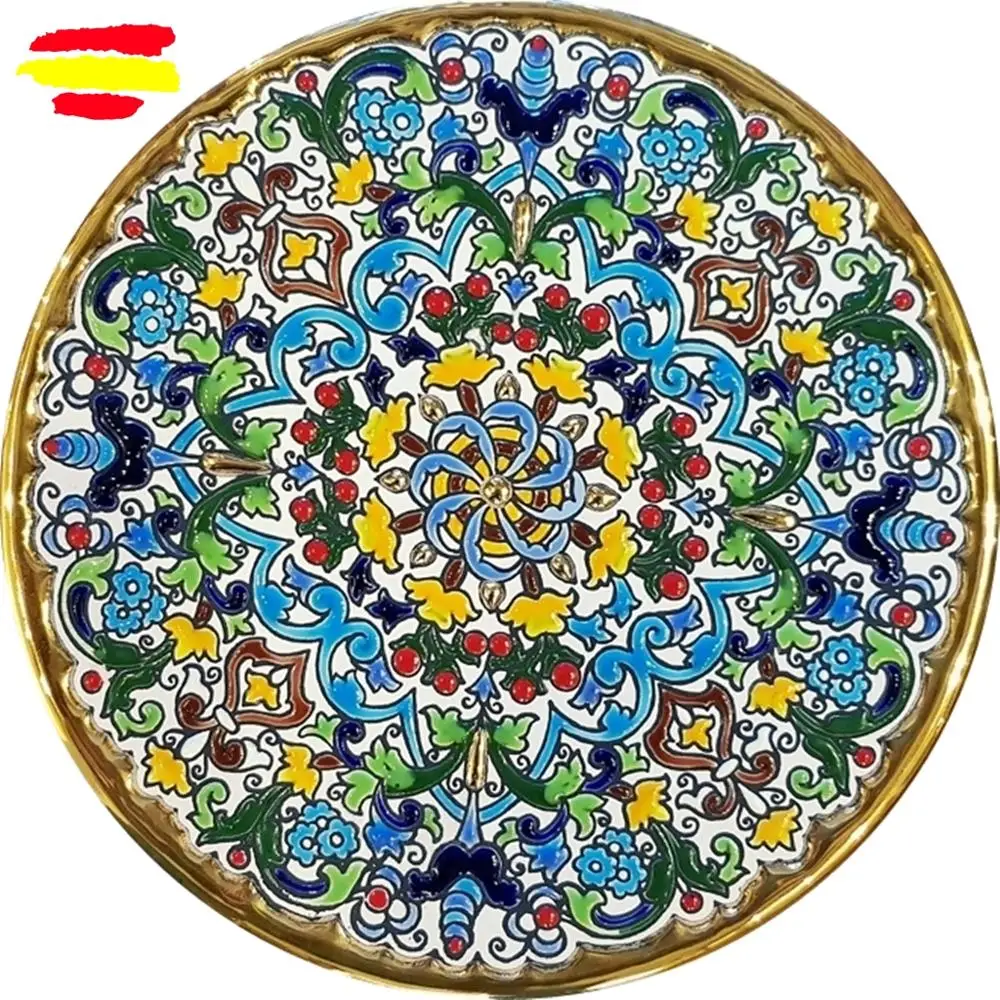 Ceramic plate 21 cm. /8.3 inch diameter - Ceramics glazed up handmade - Made in Spain - gold 24k - MIJASCERAMIC -