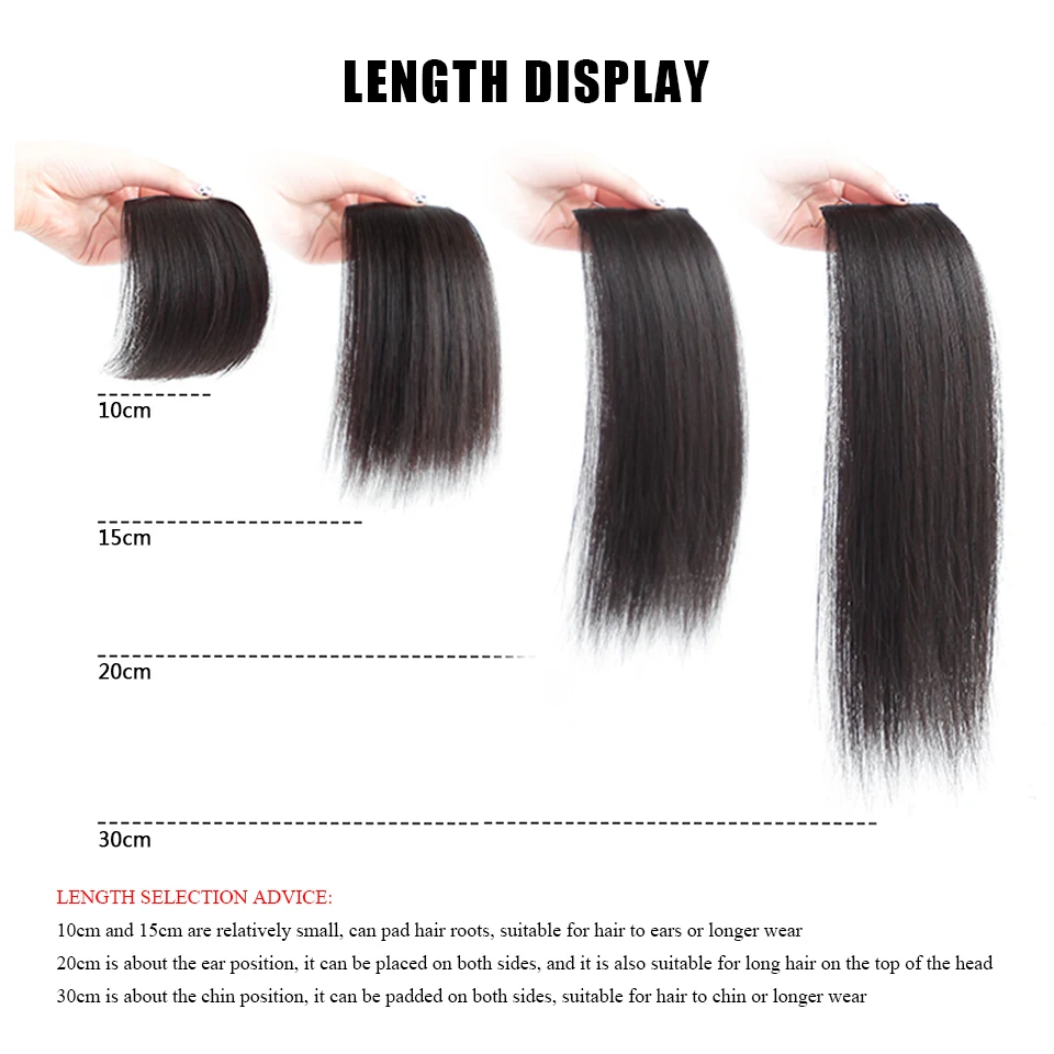 Synthetic 2 Piece Women Hair Pieces Invisable Hair Pads Clip In Hair Extensions Side Pieces Hair Wig Pad Hight Hairpieces