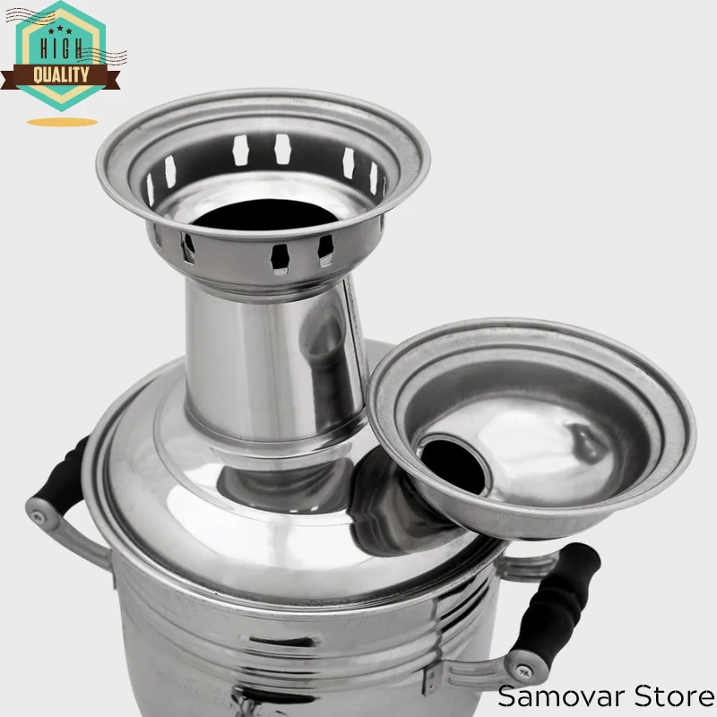 Stainless Steel chrome samovar kettle 4 liters tea sets Teapot camping samovar wood stove outdoor Tableware for camping picnic