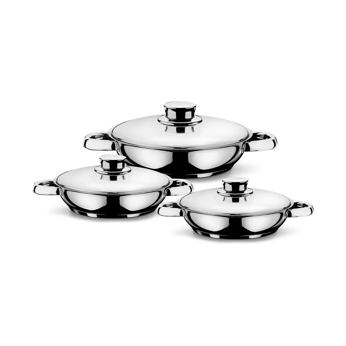 6 PARÇA OMELETTE FOOD COOKING SET Dimensions: 14 cm, 16 cm, 18 cm 18/10 Cr-Ni Stainless Steel