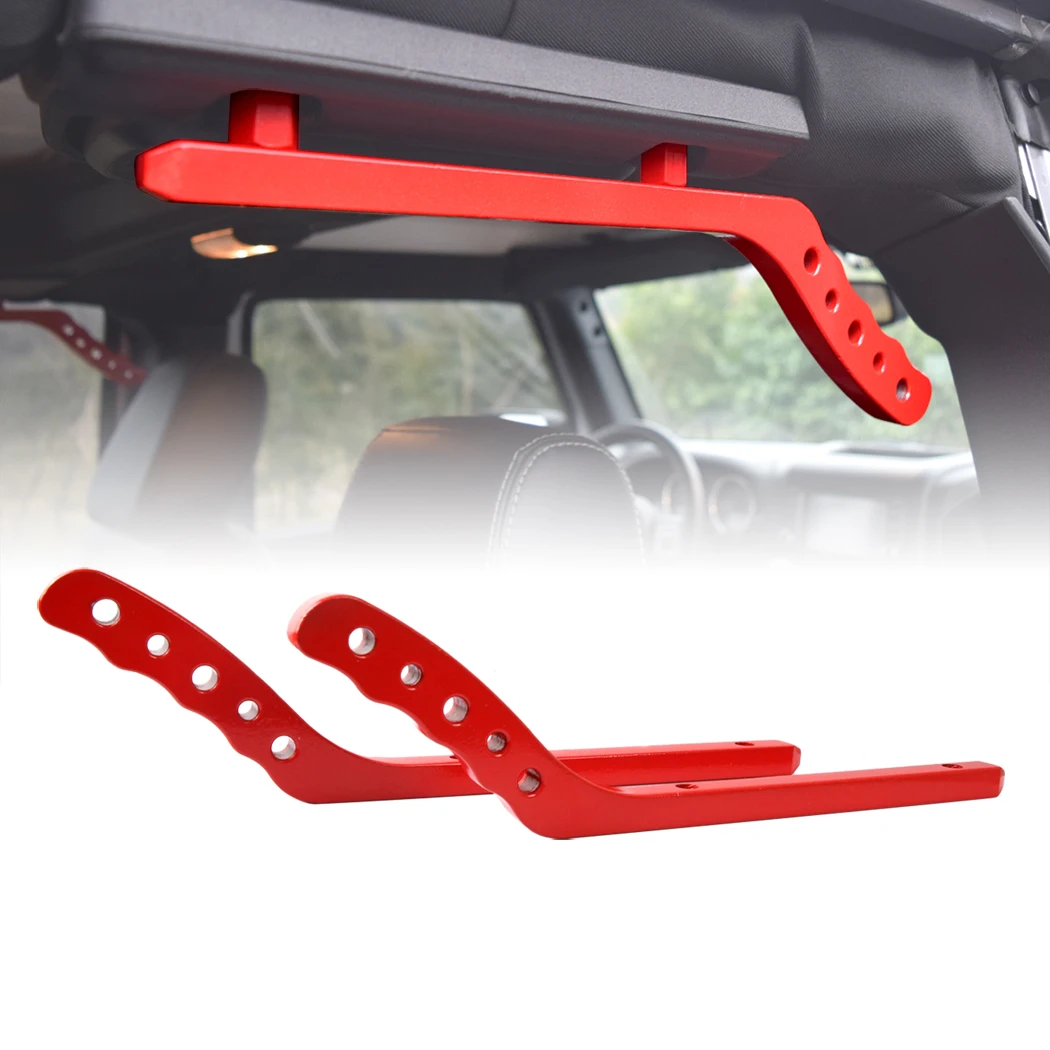 JK Rear Grab Handles 2Pcs Rear Aluminum Grab Handles Bar For 2007-2018 Jeep Wrangler JK JKU 4-Door New Black Red