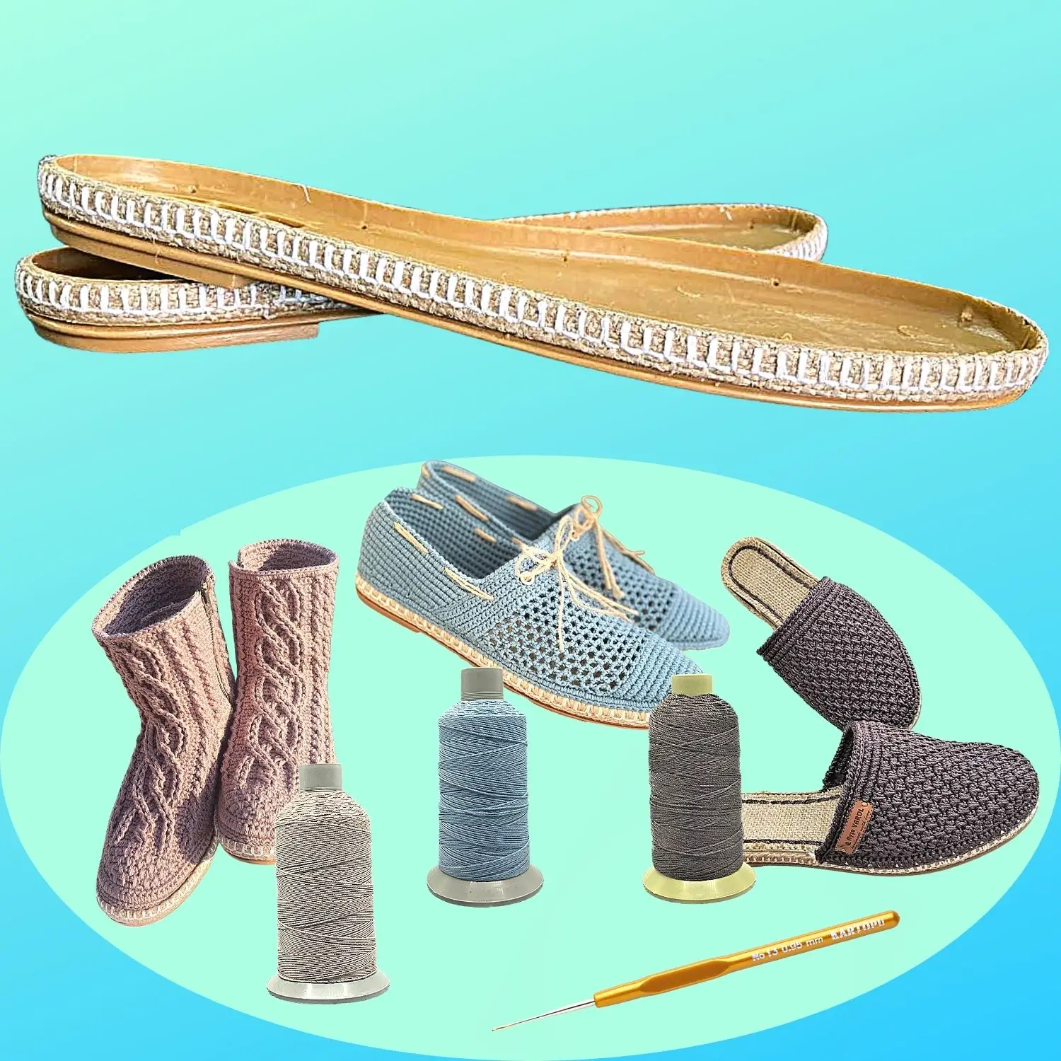 Ipekbazaar Lightweight & Quality Polyurethane Wicker Edge Knitted Shoes Sole For Hobby Hand Knitted Shoes Making Tbn57