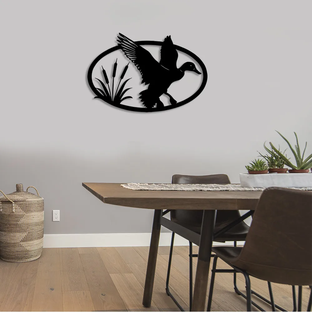 Flying Duck Flying from reeds Wall Room Home Accessory Wooden Table 50x33cm