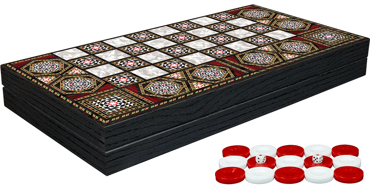 Orient Luxury Premium Backgammon Wooden Folding Large Chess Set Checkers Draughts Anatolian Pearl Maple Entertainment Board Game