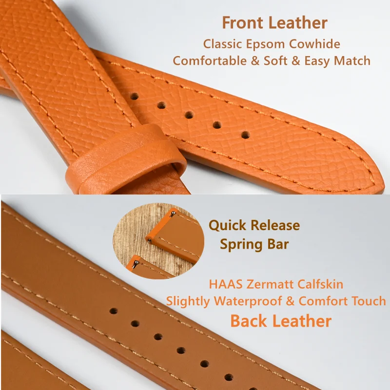 San Martin Epsom Leather Watchbands 20mm Watch Starp Band Quick Release Wrist Belt For Men Wristwatch Buckle Soft High Quality