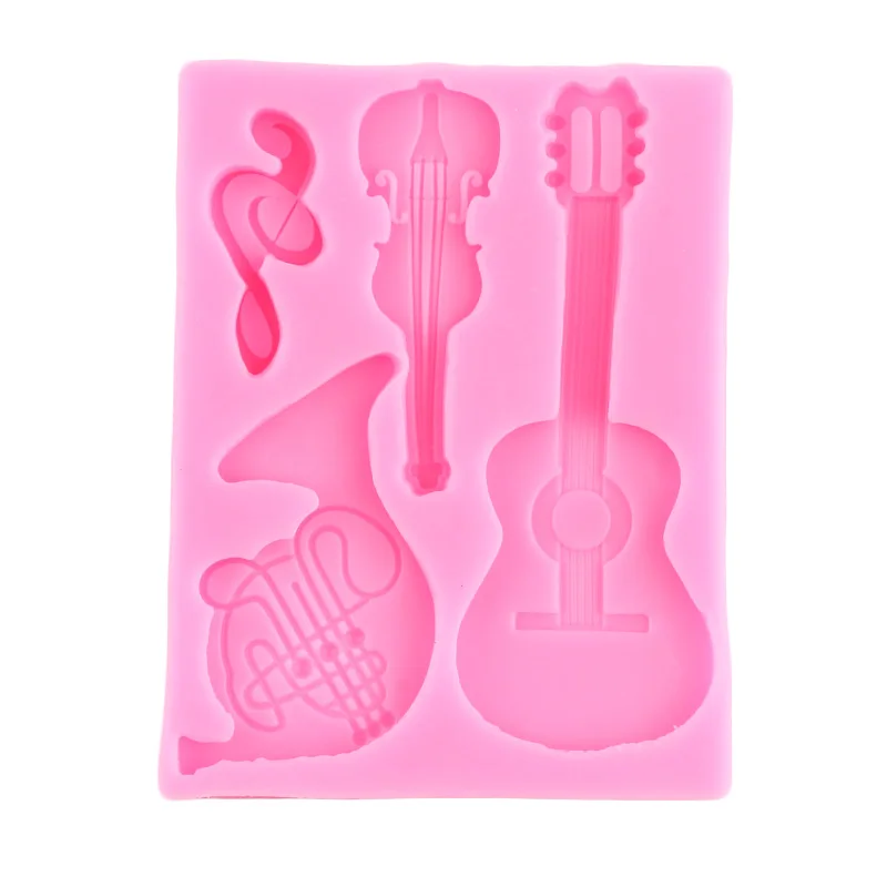 Music Note Silicone Mold Musical Radio Microphone Guitar Violin Fondant Cake Decorating DIY Cupcake Topper Chocolate Candy Mould