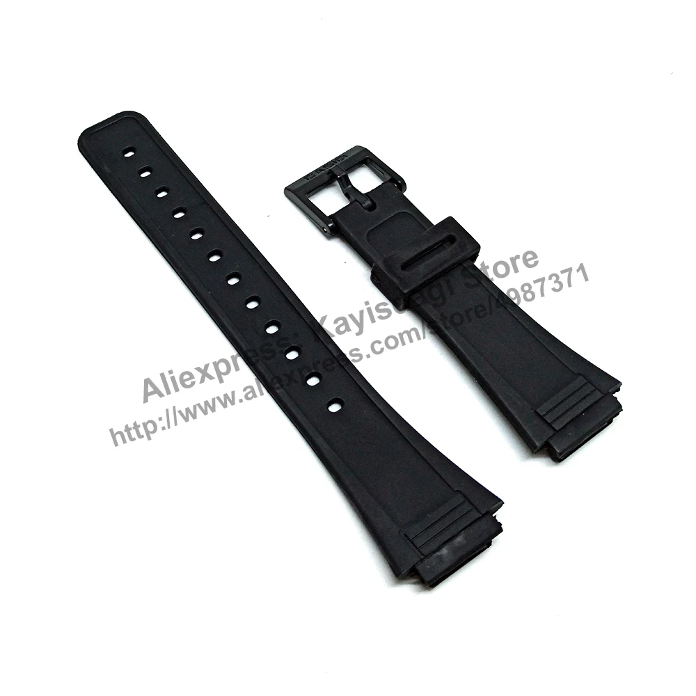 19mm Black Rubber Watch Band / Strap Compatible for Casio AQ-47-1E / 7E / 9E