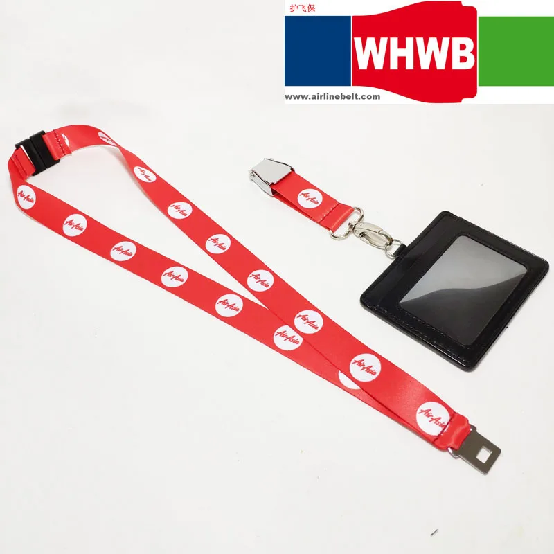 AirAsia Airways airlines neck Lanyard Pilot Flight Crew's License ID Card Holder Boarding Pass String Sling airplane Buckle gift