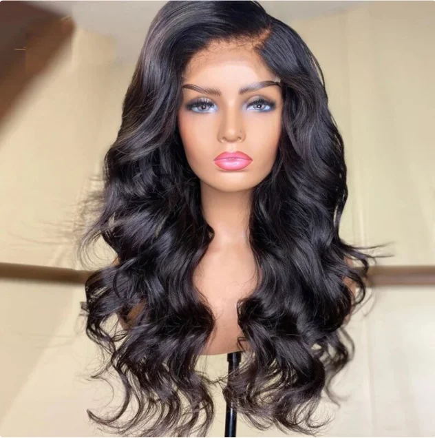 Black Long Wavy Synthetic Lace Front Wig  Cosplay Drag Queen Lace Wigs For Women