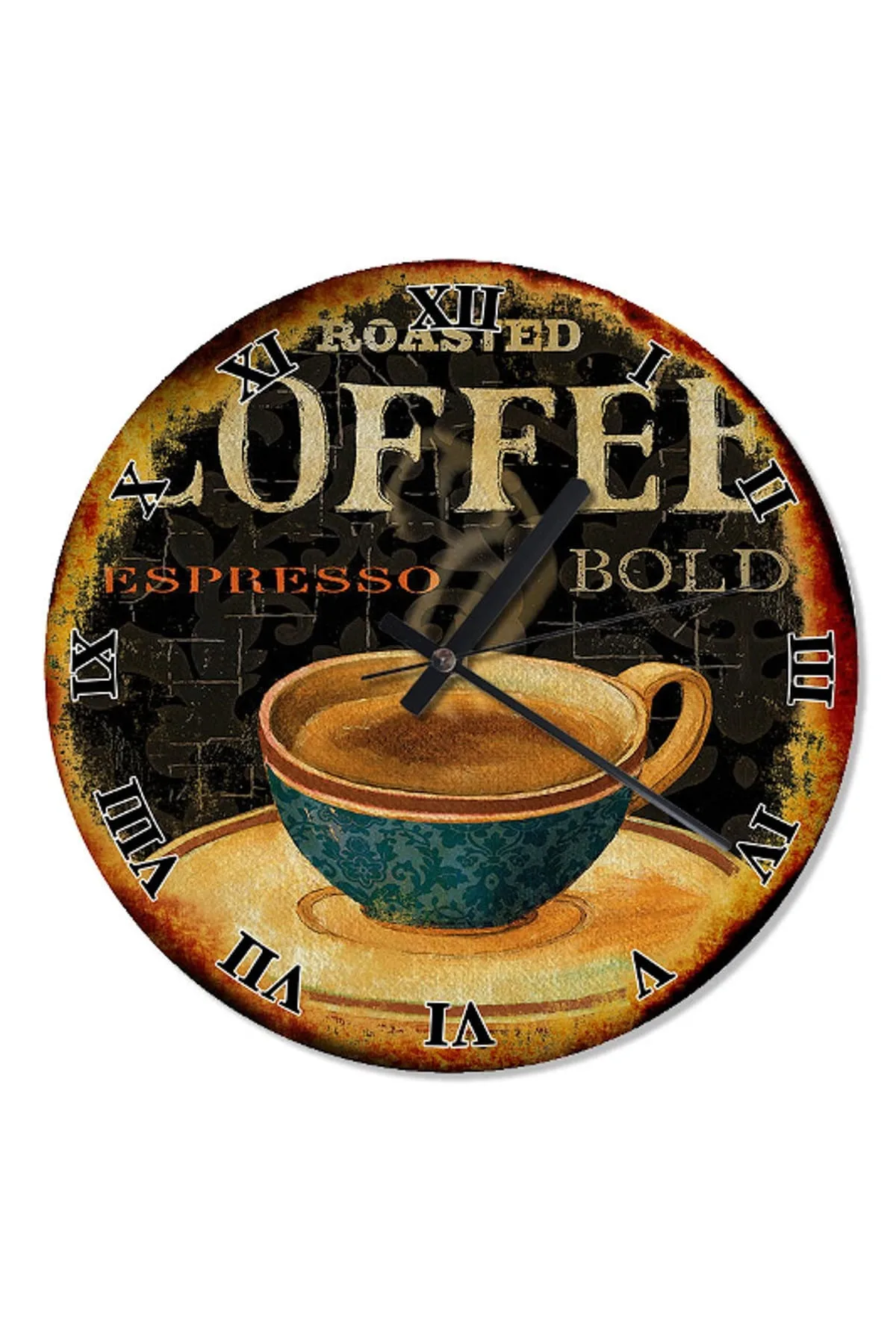 30 Cm Diameter Retro Espresso Coffee Cup Wooden Wall Clock Specialty Clock Home Decoration Gift Wall Clock Classy Stylish Clock