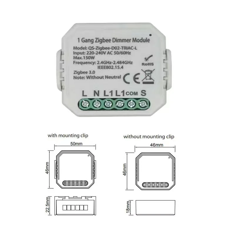 Saikiot Tuya Smart Zigbee 1Gang 2Gang Dimmer Module Voor Light Control Google / Alexa Ondersteund Voor Smart thuis