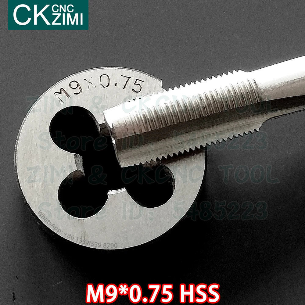 M9 * 0.75 m9x0.75 hss em linha reta lidar com a máquina padrão morrer torneira de alta velocidade fio de aço broca de batida redonda morrer torneira e morrer conjunto ferramentas