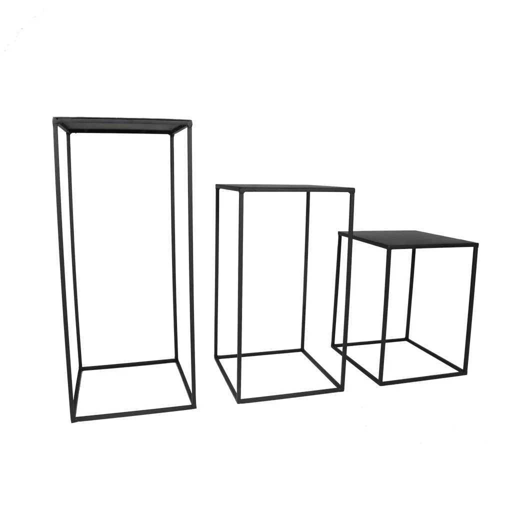 Metal Zigon Coffee Table Çiçeklik 3 Piece Set WD-19