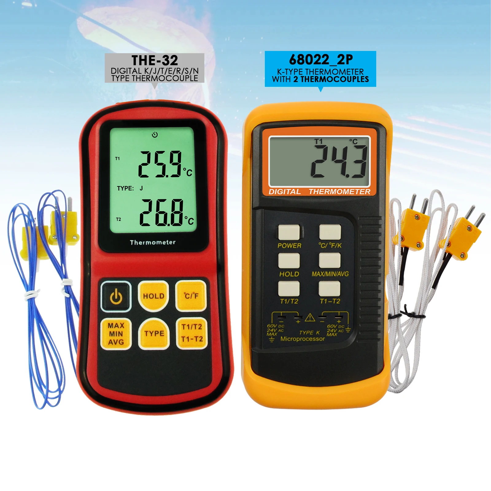 

Dual Channels K / J / T / E / R / S / N Type Digital Thermocouple Thermometer Data Logger